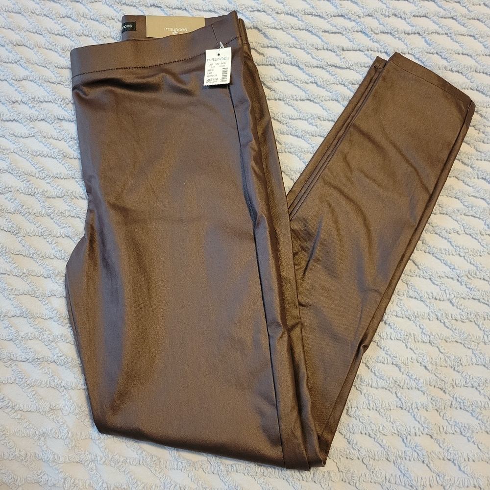 Maurice's plum colored faux leather leggings NWT